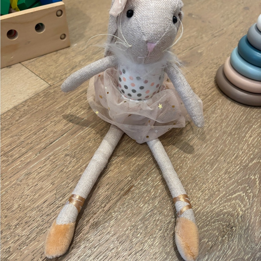 Plush Ballerina Bunny Doll in Blush and Cream